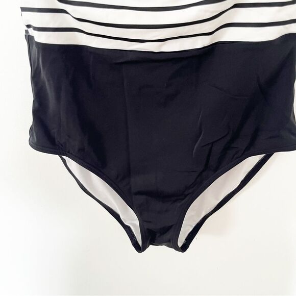Victoria's Secret Black White Stripe One Piece Convertible Strap Swimsuit - Picture 4 of 11